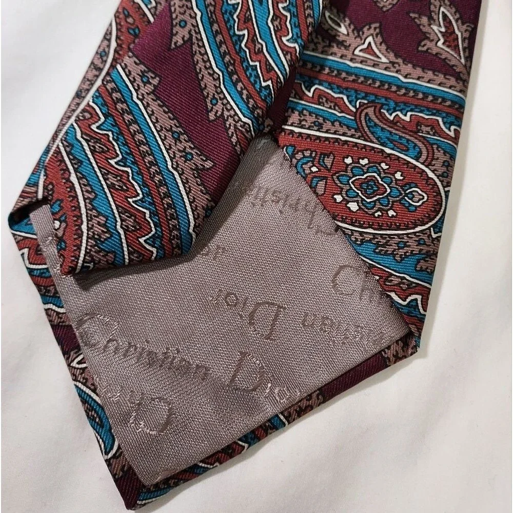 Christian Dior Silk Abstract Paisley Tie Bundle